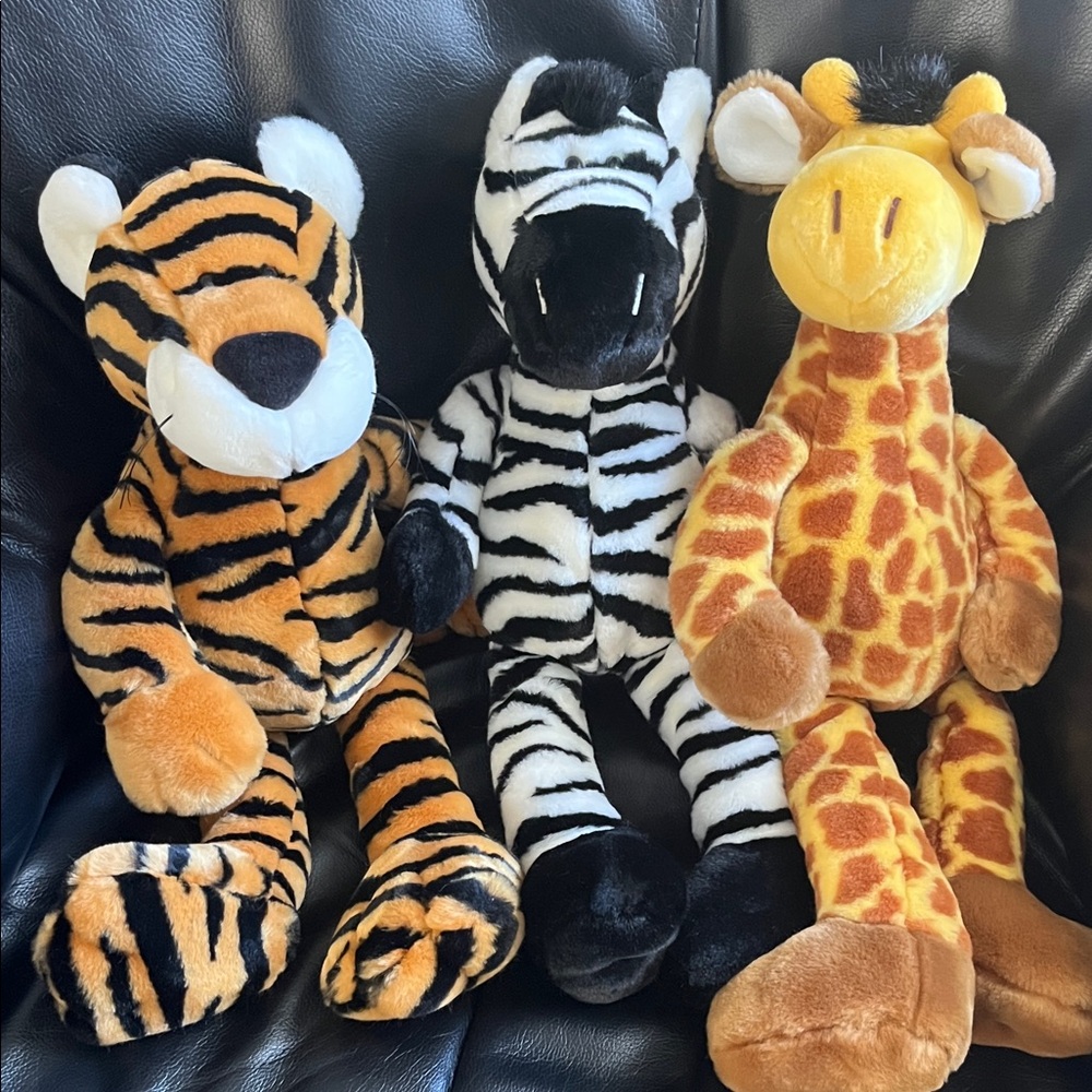 Nici by Enesco plush zebra, tiger and giraffe set